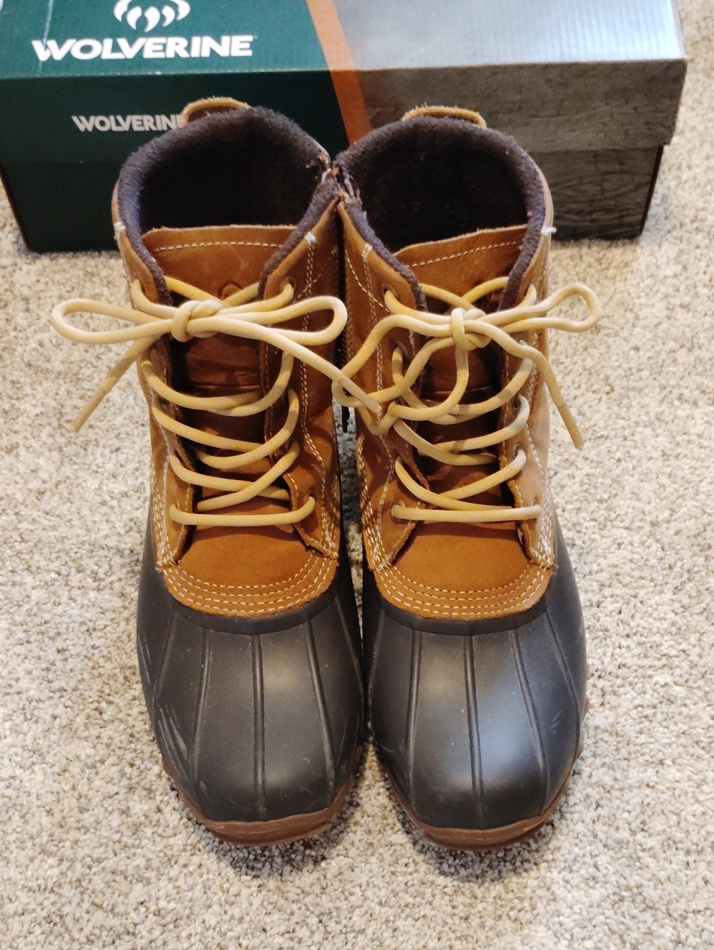 Wolverine Brown and Black Lace-Up Duck Boots